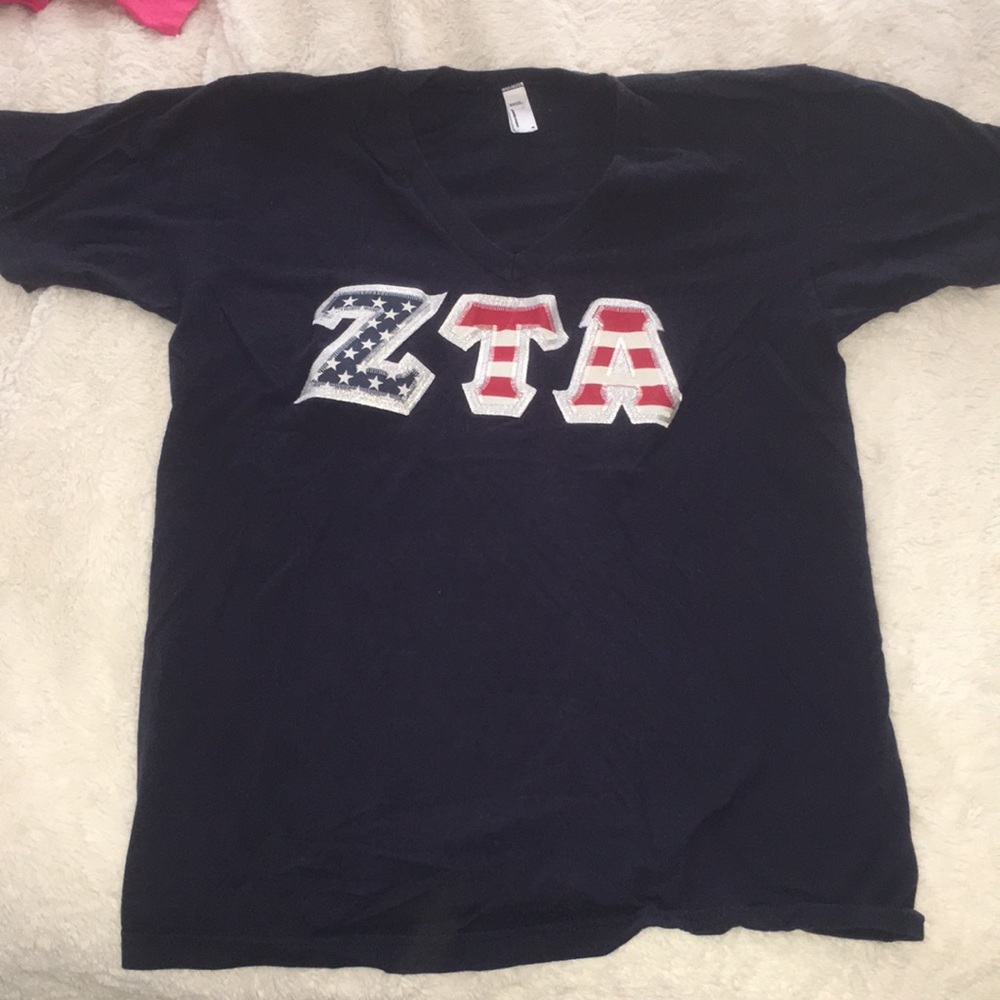 American flag ZTA letters